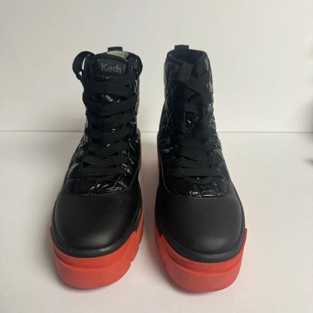 Keds Womens Quilt Nylon Pop Boot Black Size 9.5 M